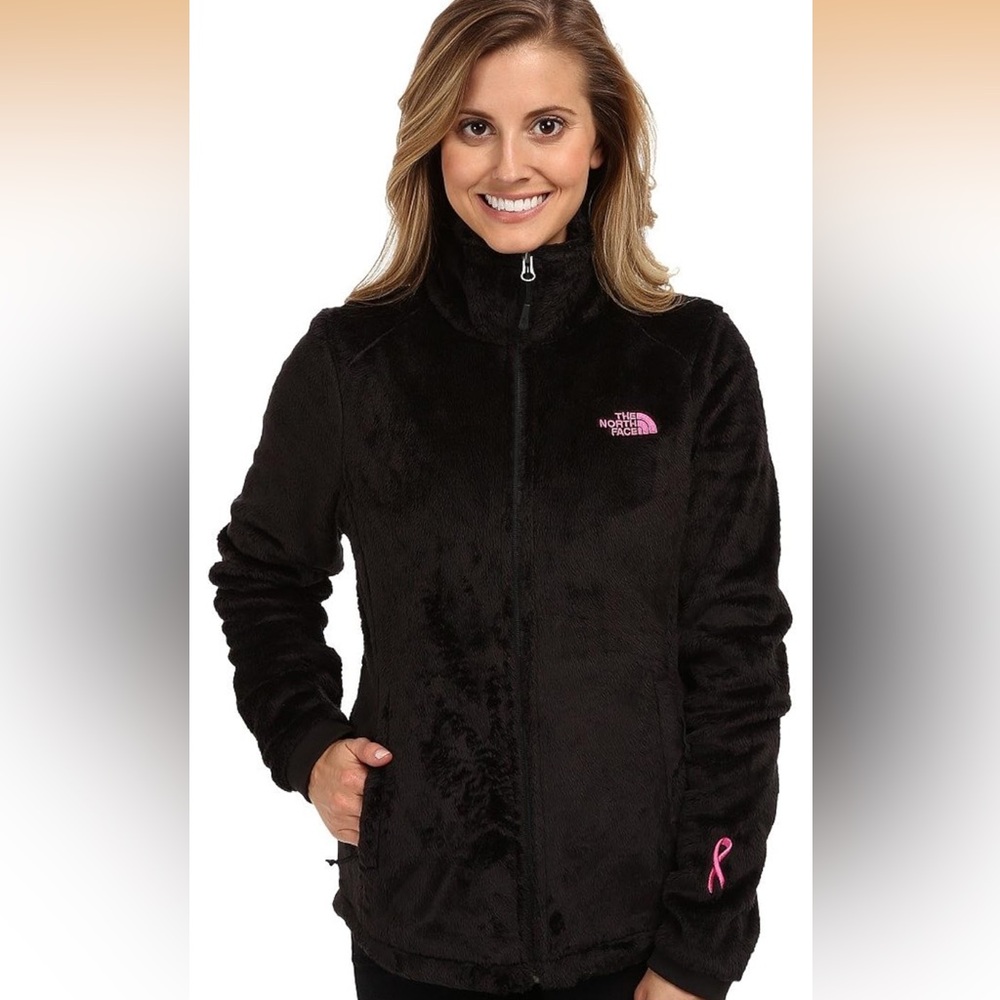 EUC, The North Face, Women's, Osito Fleece Jacket in Black with Pink Ribbon
